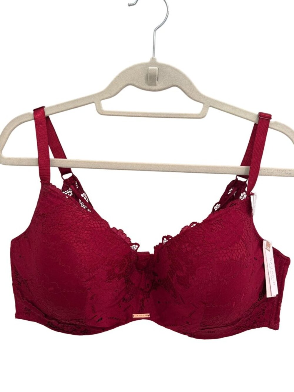 NWT Danskin Intimates Red Lace Full Coverage Bra - Size 42D - Style 2407-18